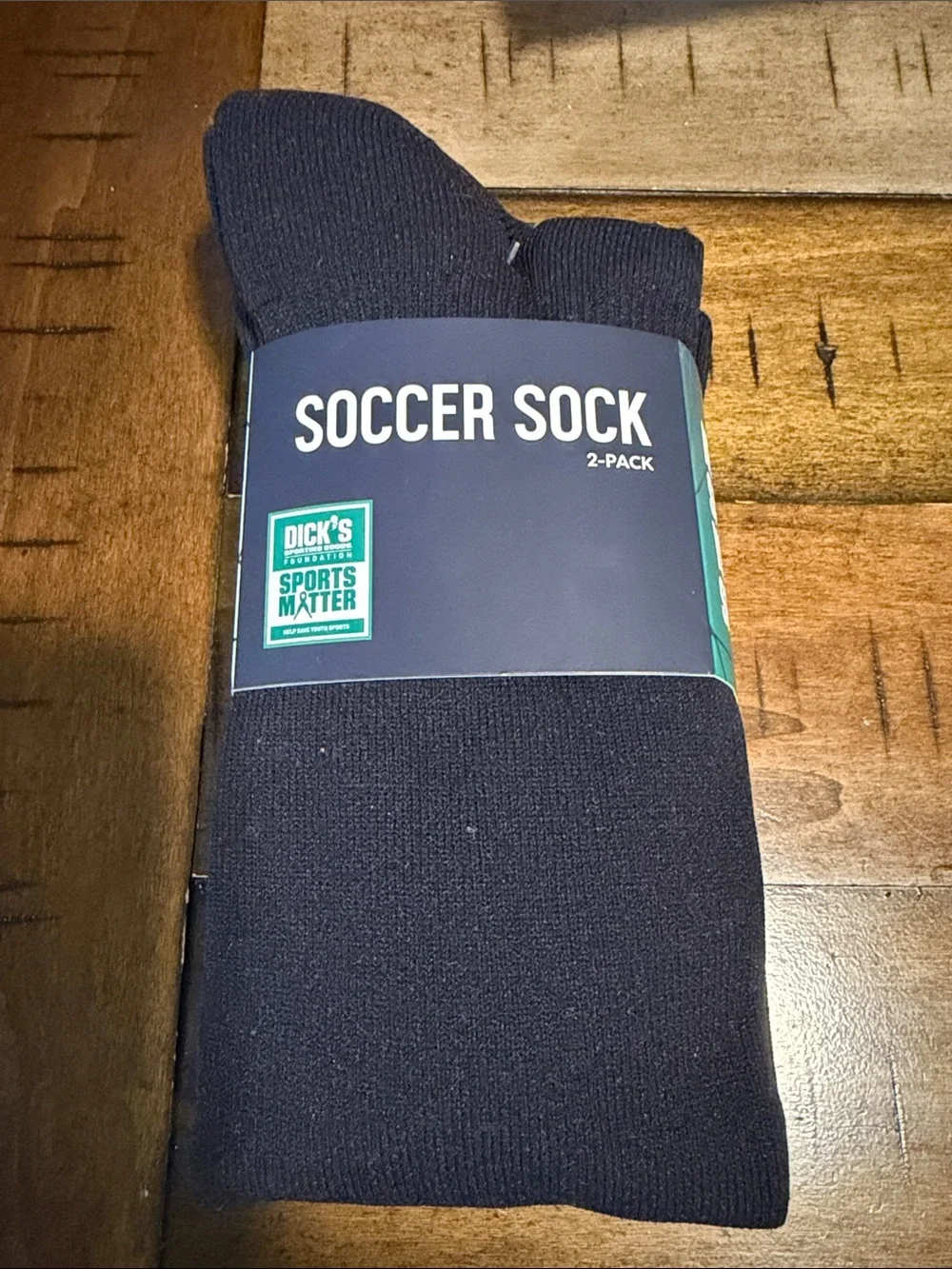 DICK’S sporting goods Black Soccer Socks 2-Pack — Athletic Crew Pair NEW youth L